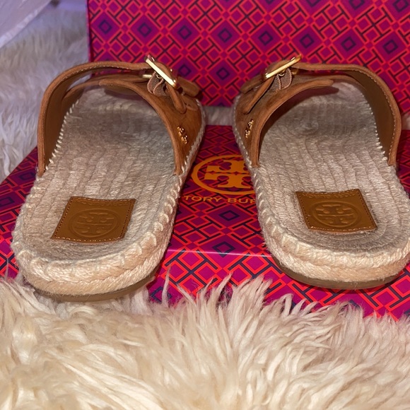 Tory Burch Two Suede Band Flat Espadrilles Slides - Picture 7 of 15